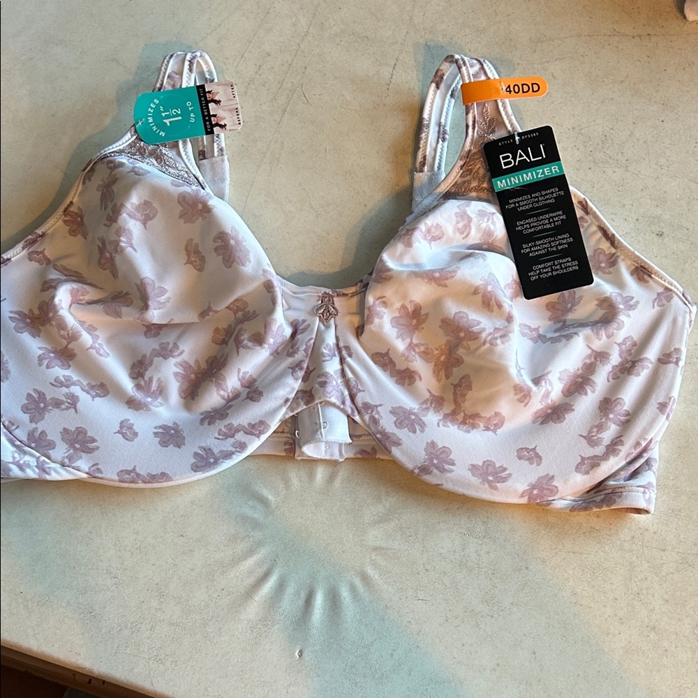 Bali Light Pink Floral Minimizer Underwire Bra